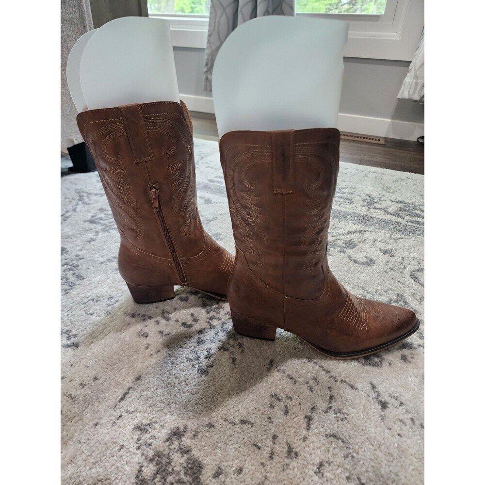 Maurices Size 10M Womens Midcalf Western Boots ESTELLE 154616 Brown